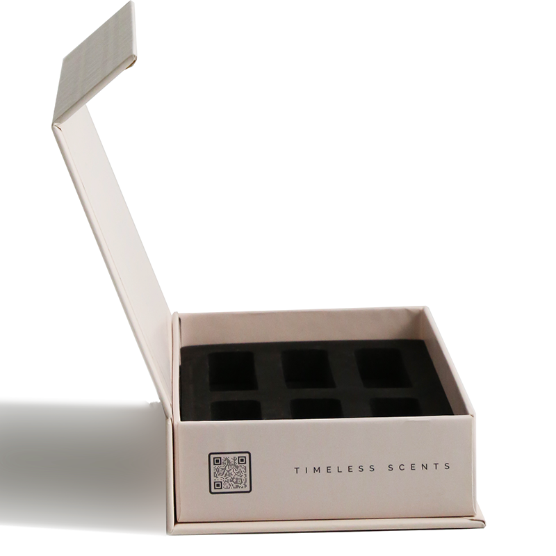 Grey Board And Coated Paper Gift Box With Magnetic Closur Lid And Black EVA Insert