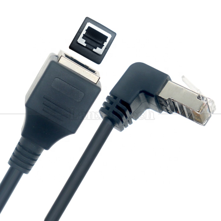 90 Degree Angle RJ45 Male to RJ45 Female Socket Cat5e Ethernet Lan Cable