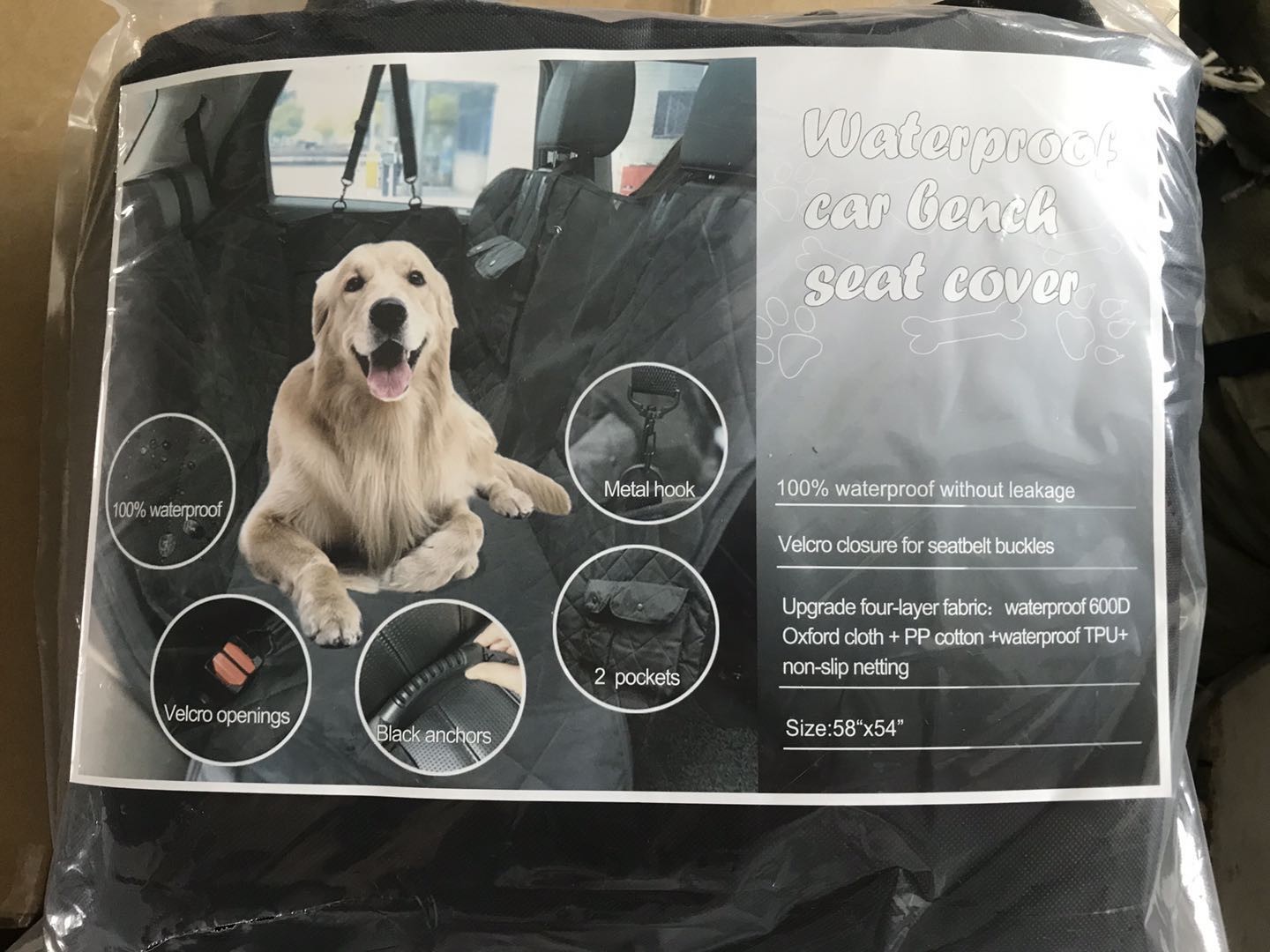 137cm PP Dog Backseat Car Cover Waterproof Scratch Resistant