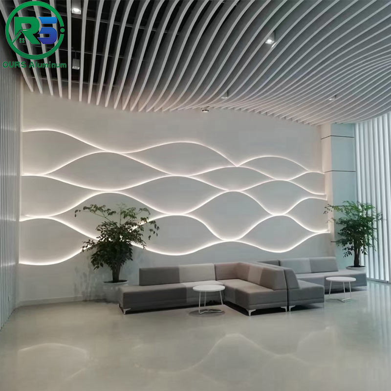 Corrugated Aluminum Architectural Art Deco Wall Panels Suspended
