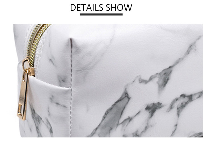 Fashion Custom Logo Portable White Marble Cosmetic Bag Luxury