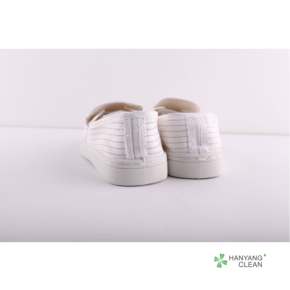 Pharmaceutical factory cleanroom stripe canvas PVC outsole shoe breathable esd antistatic work shoes