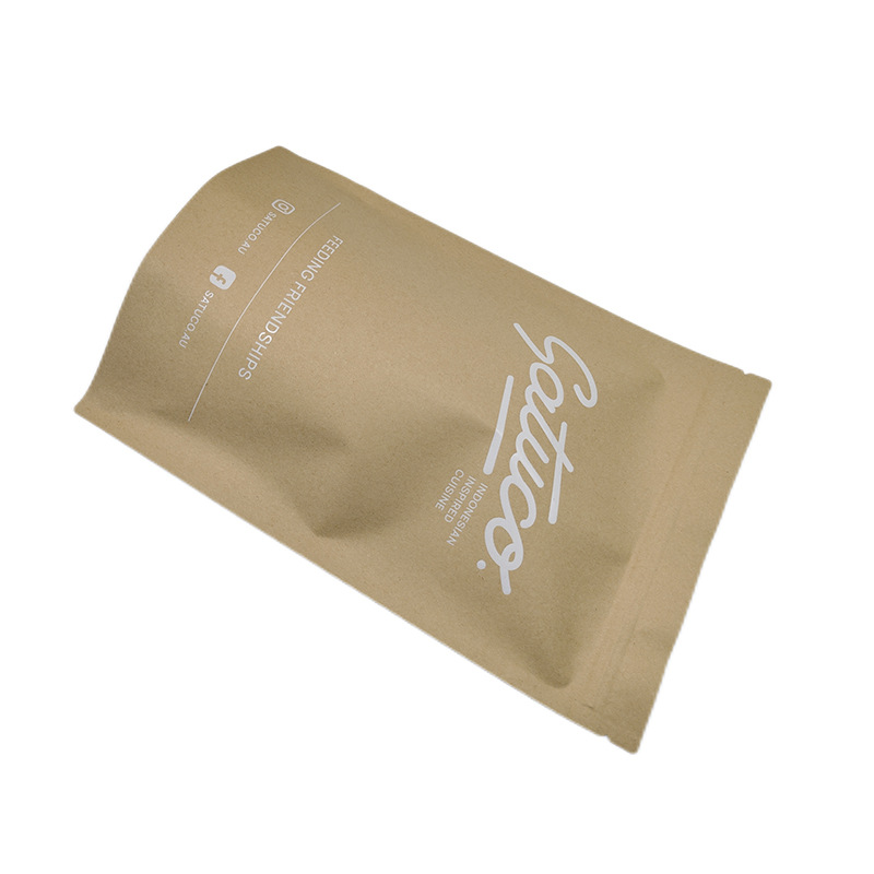 Biodegradable Printed Kraft Paper Pouch Peanut Snack Packaging Bags