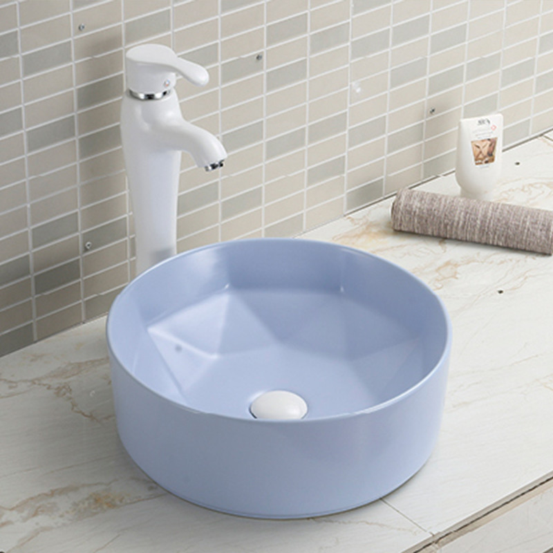 Smooth Counter Top Bathroom Sink Low Water Splashing Red Wash Basin