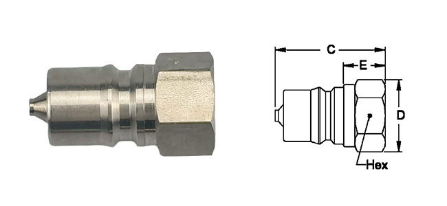 	CB-SPM-1F male plug with ball lock and poppet valve