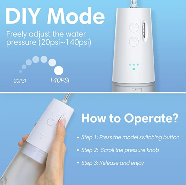 Portable DIY Water Flosser Combo Cordless Oral Irrigator for Bridges