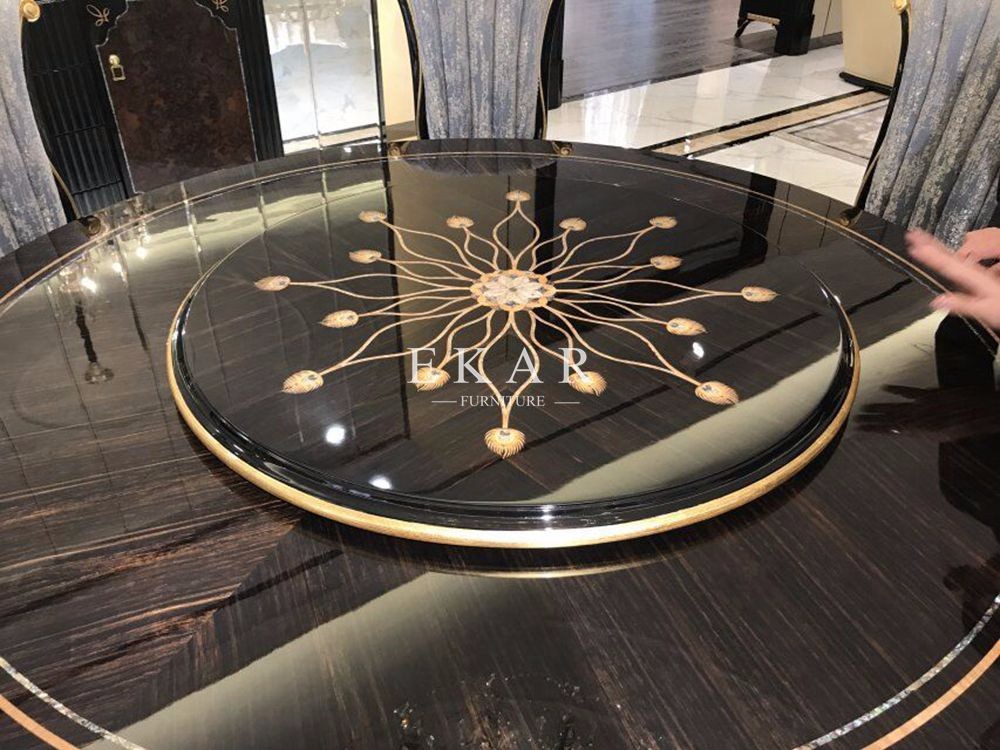 Italian Luxury Round Dining Table With Rotating Centre