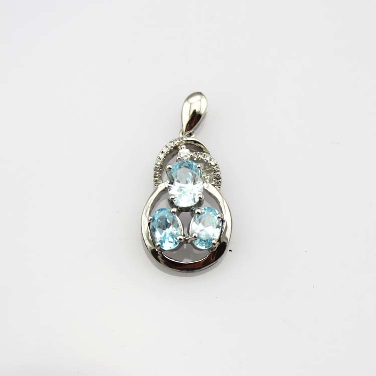 Fashion Silver Jewelry Amethyst Cubic Zircon Three Stones Pendant (PSJ0385)