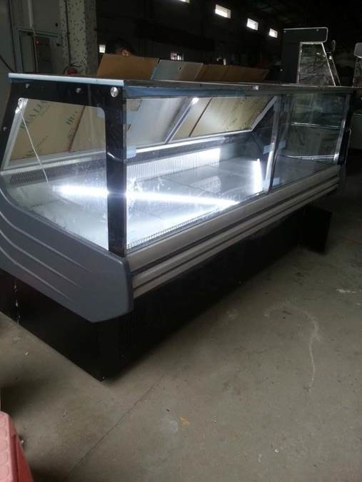 Lift Up Curved Glass Door Deli Display Refrigerator / Meat Display Chiller