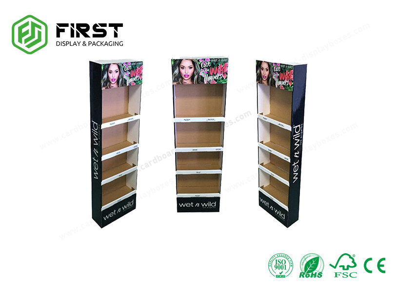 Custom Retail Foldable POS Corrugated Cardboard Floor Display Rack For Promotion