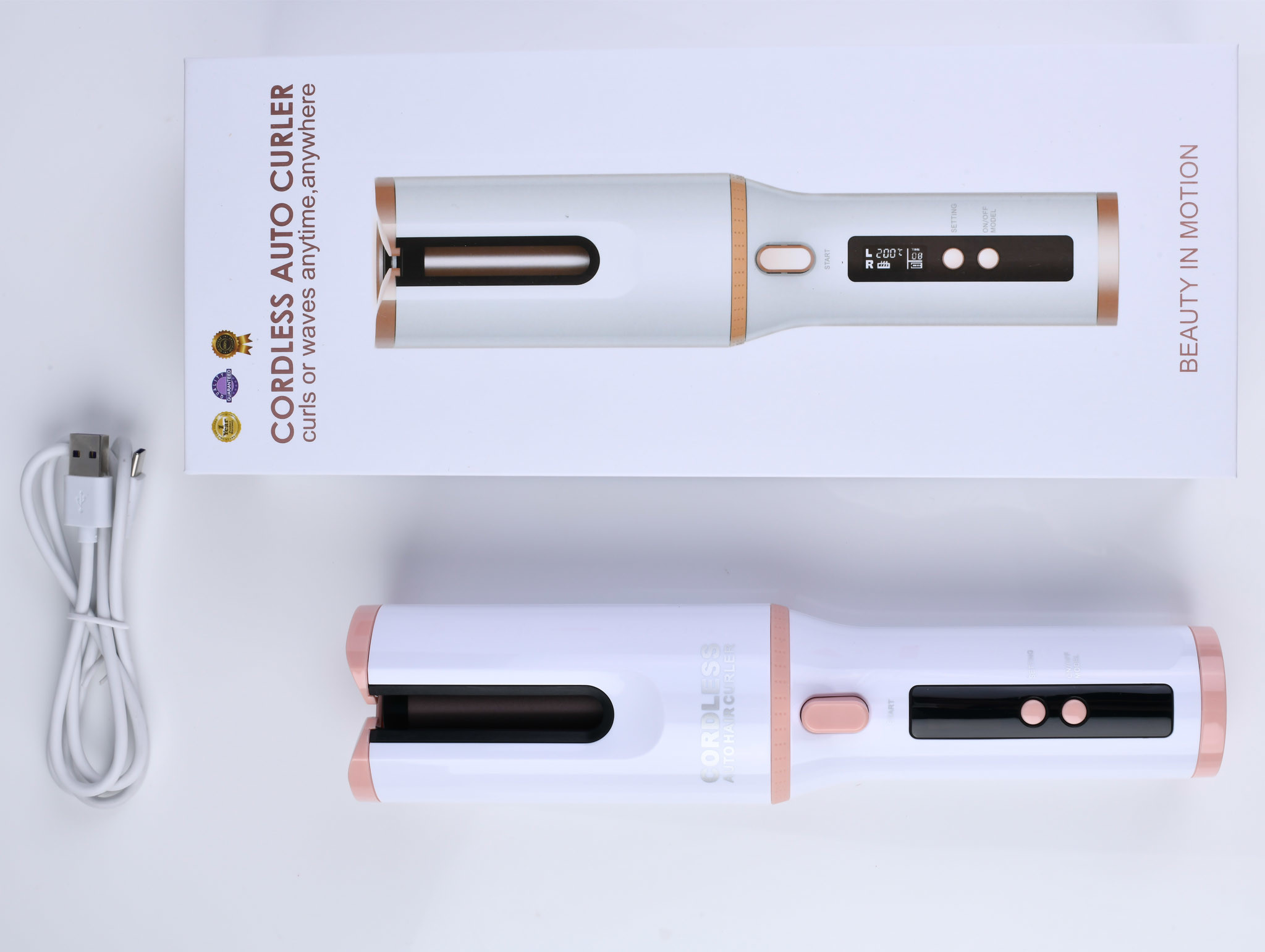 FCC Certified Rechargeable Rotating Automatic Hair Curler