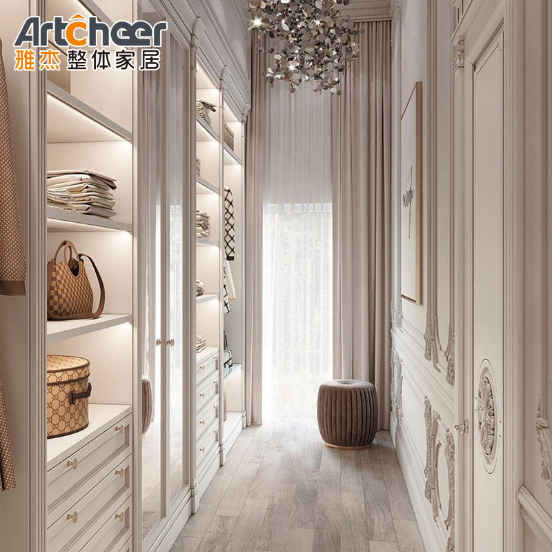 European Style Walk In Wardrobe with Customized Size Foldable Sliding Door Cabinet