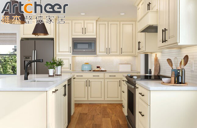 Skinny Shaker Cabinets in Oak Color Made of Solid Birch Wood for Customized Kitchen Design