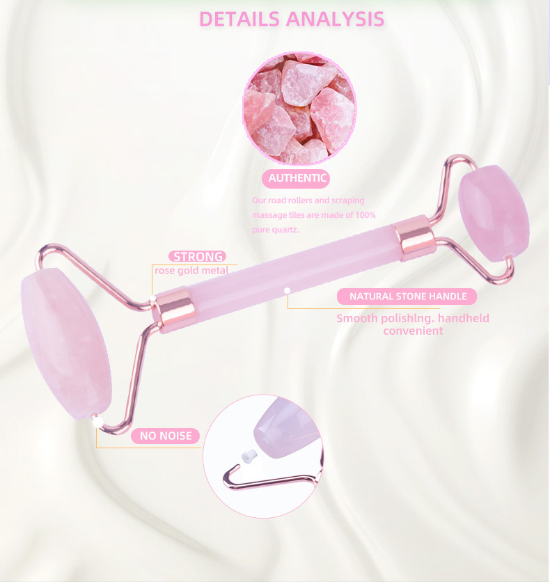 White Jade Face Roller , Rose Quartz Stone Roller 56g Free Sample