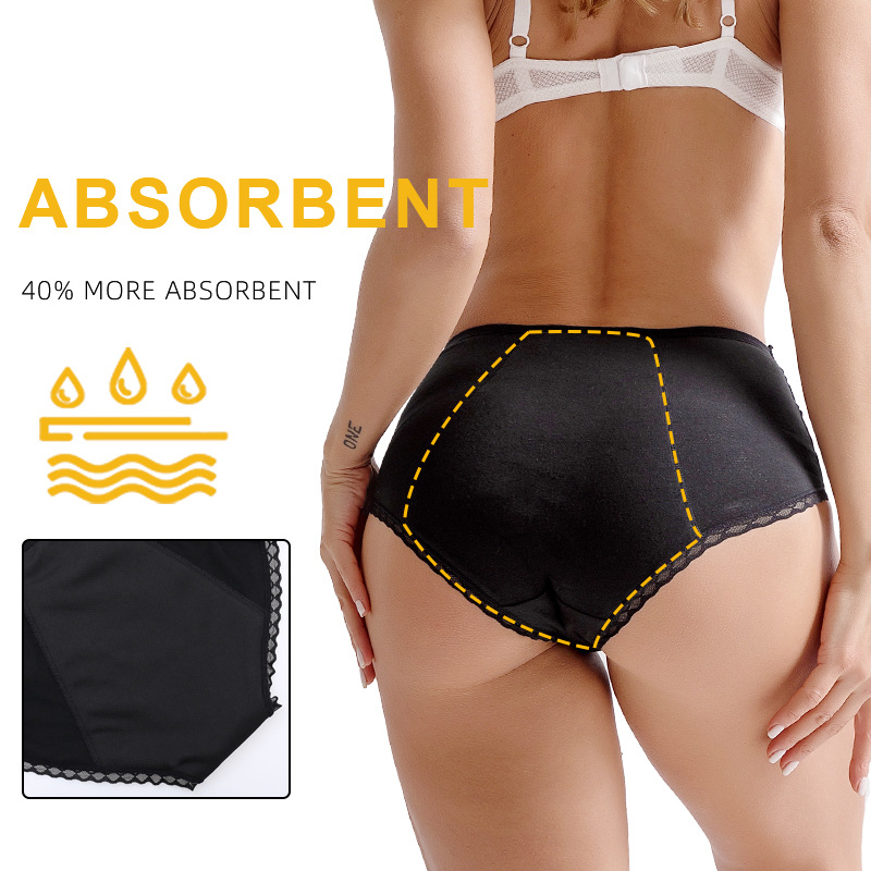 Mid Rise Nylon Period Panties Women Flower Sexy Lace Menstrual Underwear
