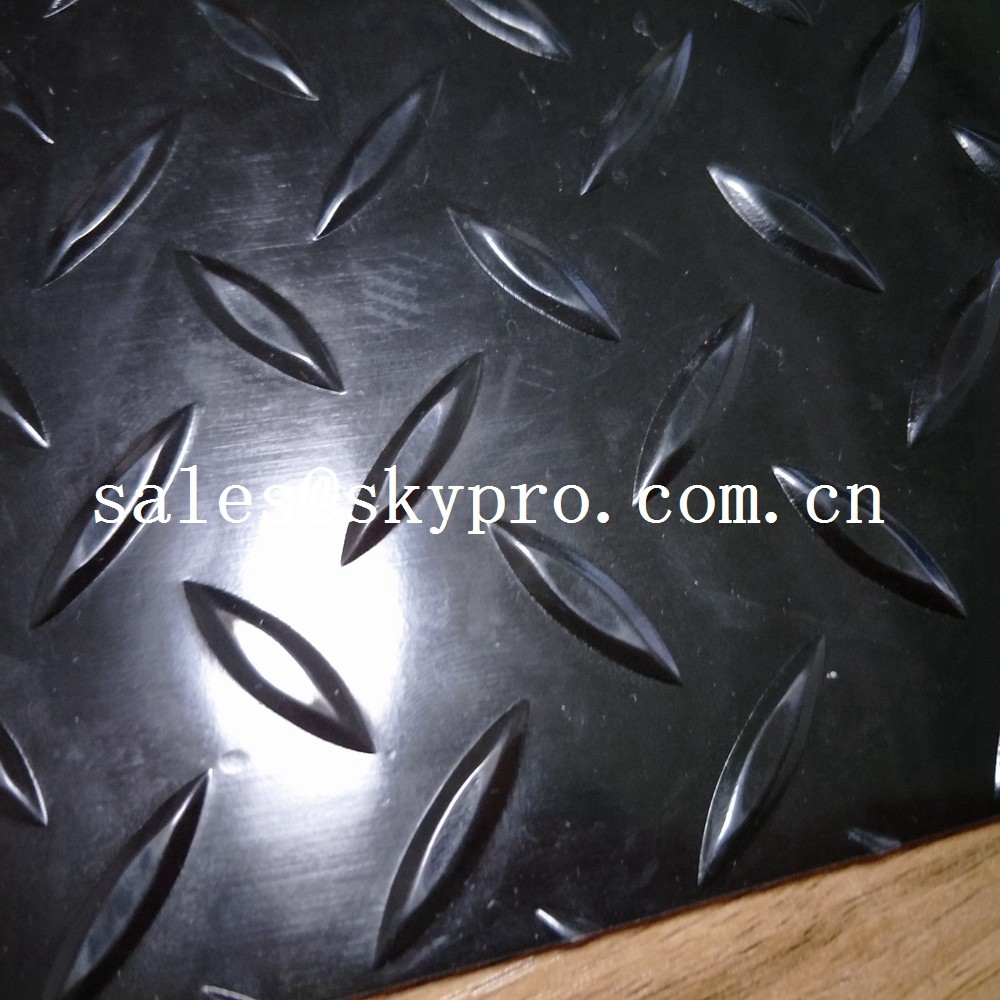 Black 2mm / 3mm Plastic Sheet PVC anti slip vinyl film roll pvc fine ribbed floor mat