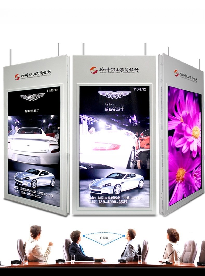 Ceiling roof mount super slim high brightness double screens 49" inch WIFI network LCD advertising player monitor