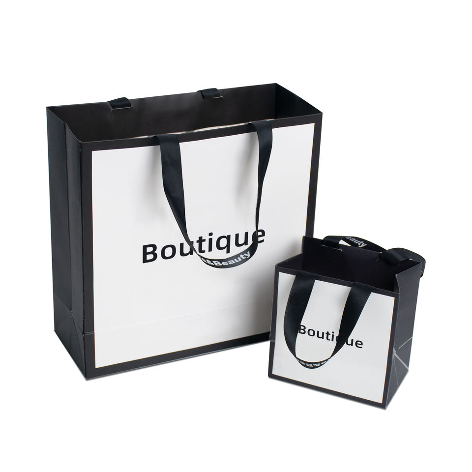 Custom Logo Matt Paper Clothing Packaging Gift Paper Bag With Ribbon Handle For Your