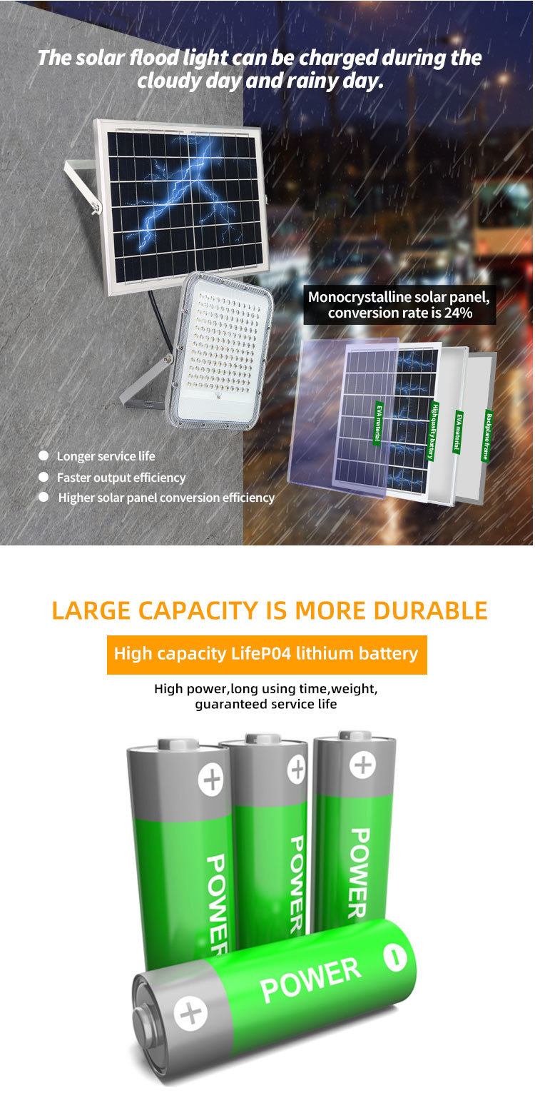 Warm White Solar Powered Flood Lights Commercial 50 W 100 W 200 W
