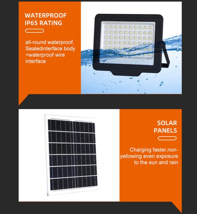 100 Watt Outdoor Solar Powered Flood Light Heat Dissipation Shell  170lm/w 2