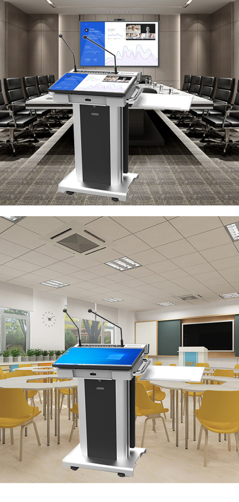 Multi Language Multimedia Podium Lectern Foldable Smart Lectern