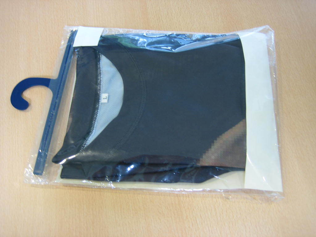 Printed Custom Plastic Scarf Packaging Bag With Hook / Clear Sock Hanging Bag