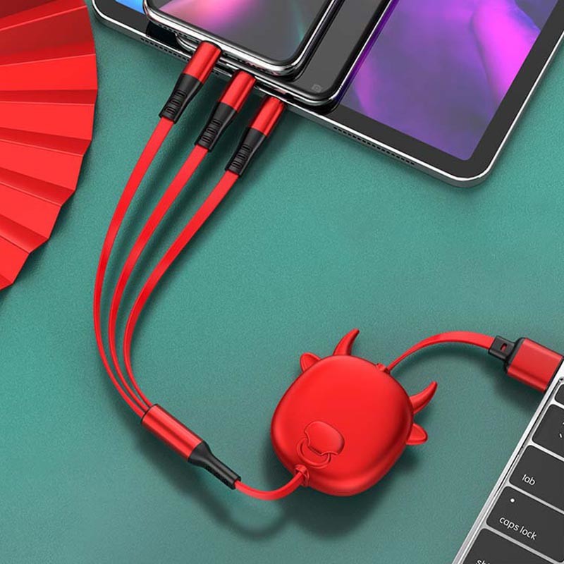 3A Multiple 1.20m Fast Charging USB Cables Black Red Or Custom