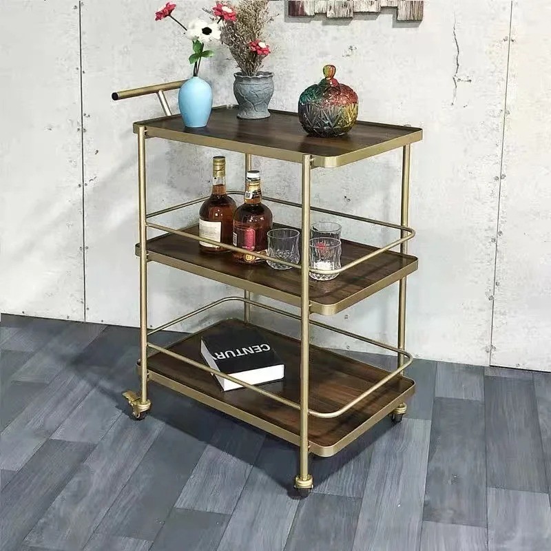 Nordic Gold Dining Car Hotel Restaurant Mobile Trolley Bar Club Fruit Beverage Cart