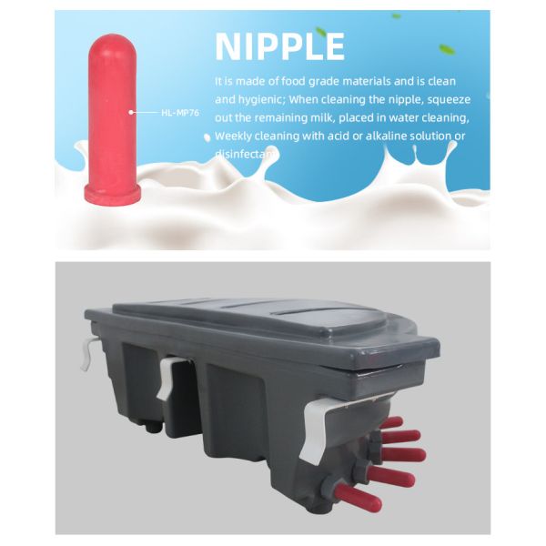 55 Liter Calf Feeding Bucket with Metal Clamp and No Choking Nipples for Efficient Calf Feeding