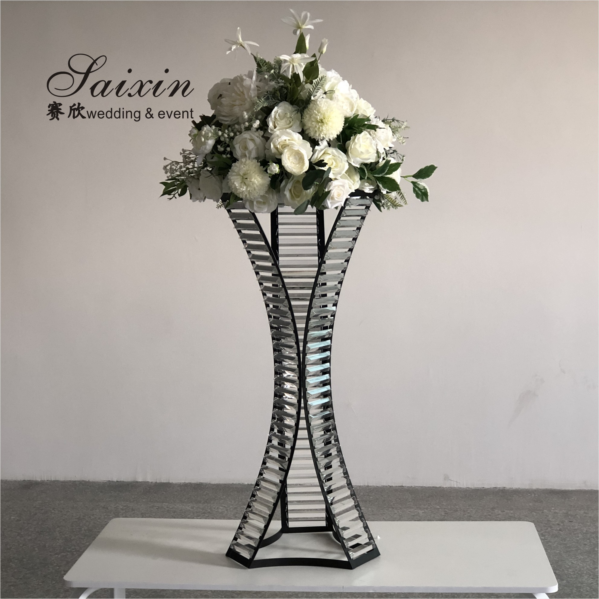 ZT-524 Luxury crystal glass red candelabras for wedding centerpieces