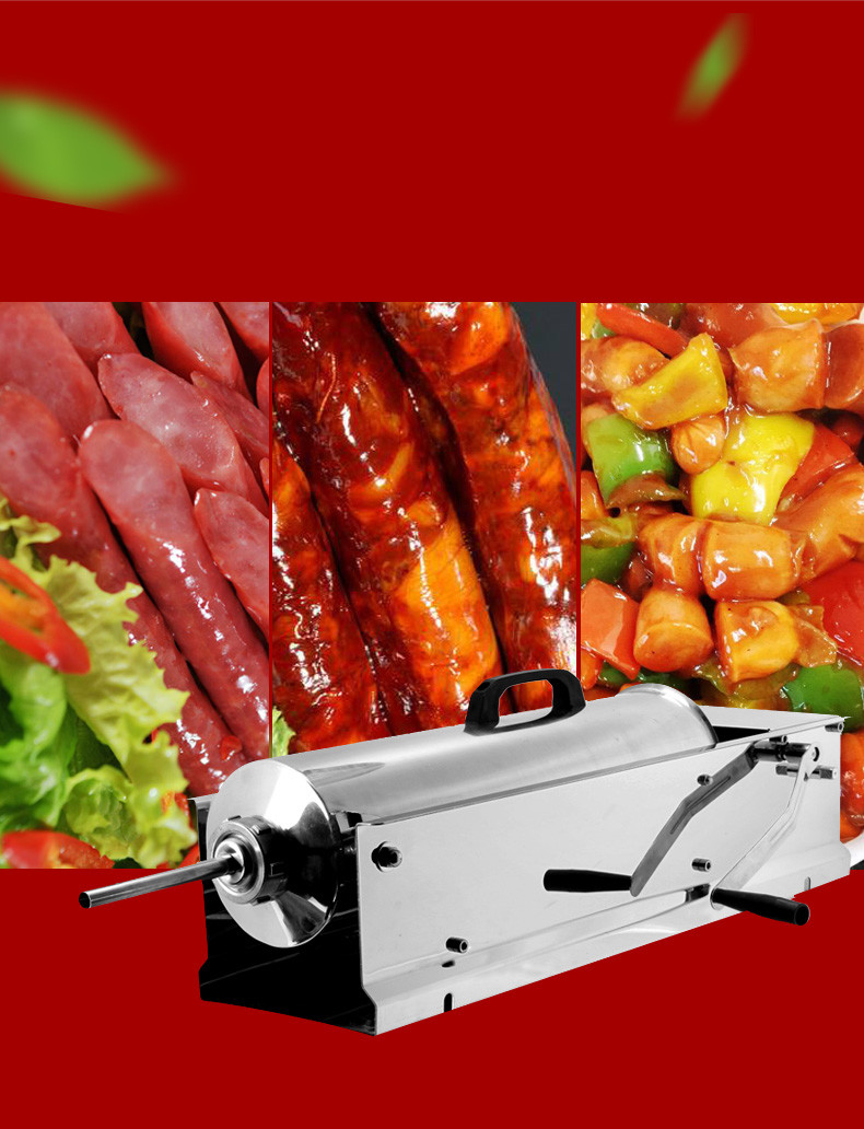 Kitchen Horizontal Sausage Filler 13kg , Two Gears Manual Sausage Stuffer