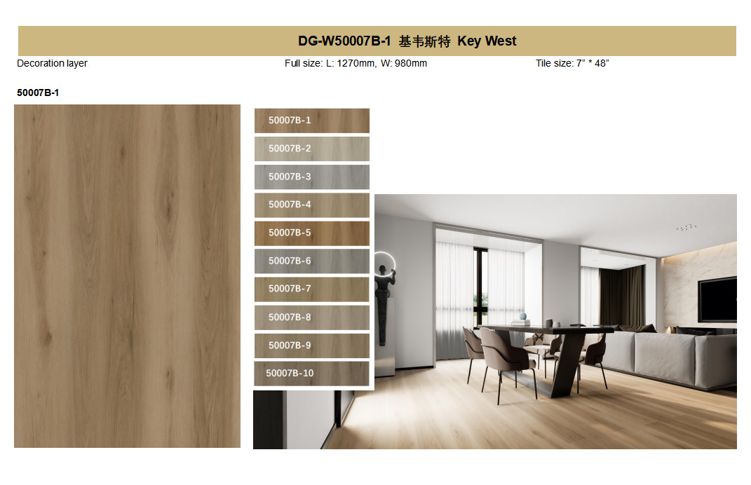 Scratch Resistant Stone Plastic Composite Flooring 6mm Key West Burlywood Wood Grain GKBM DG-W50007B