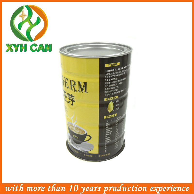 Food Tin Can Yellow Tea Silver Storage Deep Tins Embossing Printing
