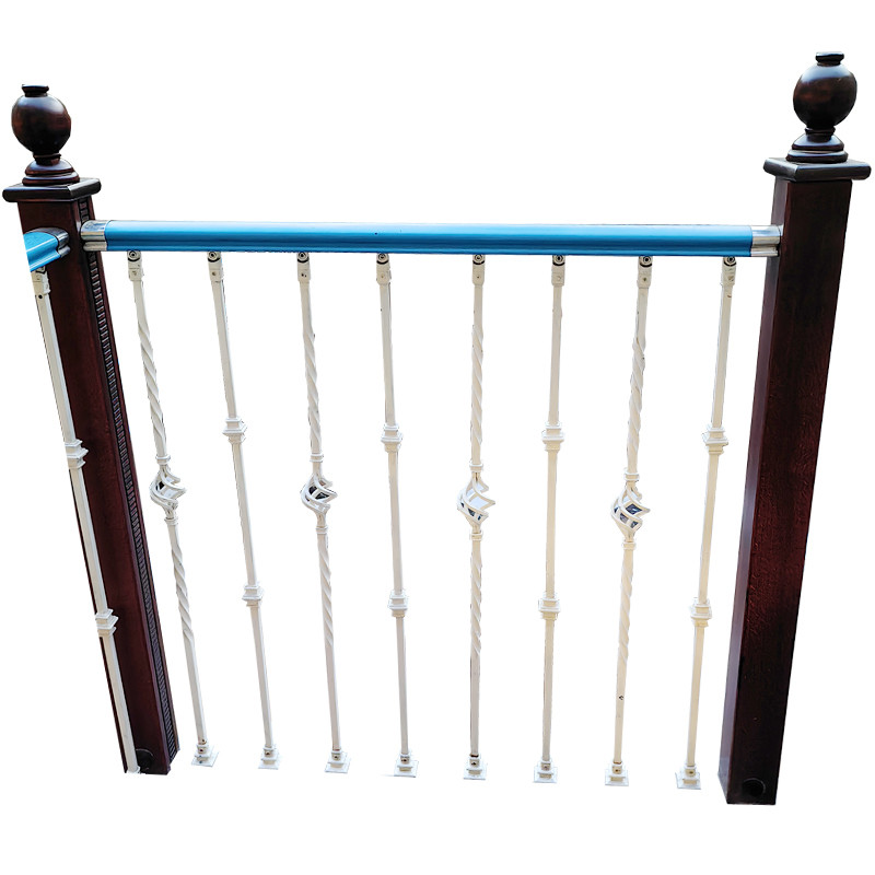 Prefabricated Wrought Iron Stair Handrail Balustrade Black Metal Railing Interior