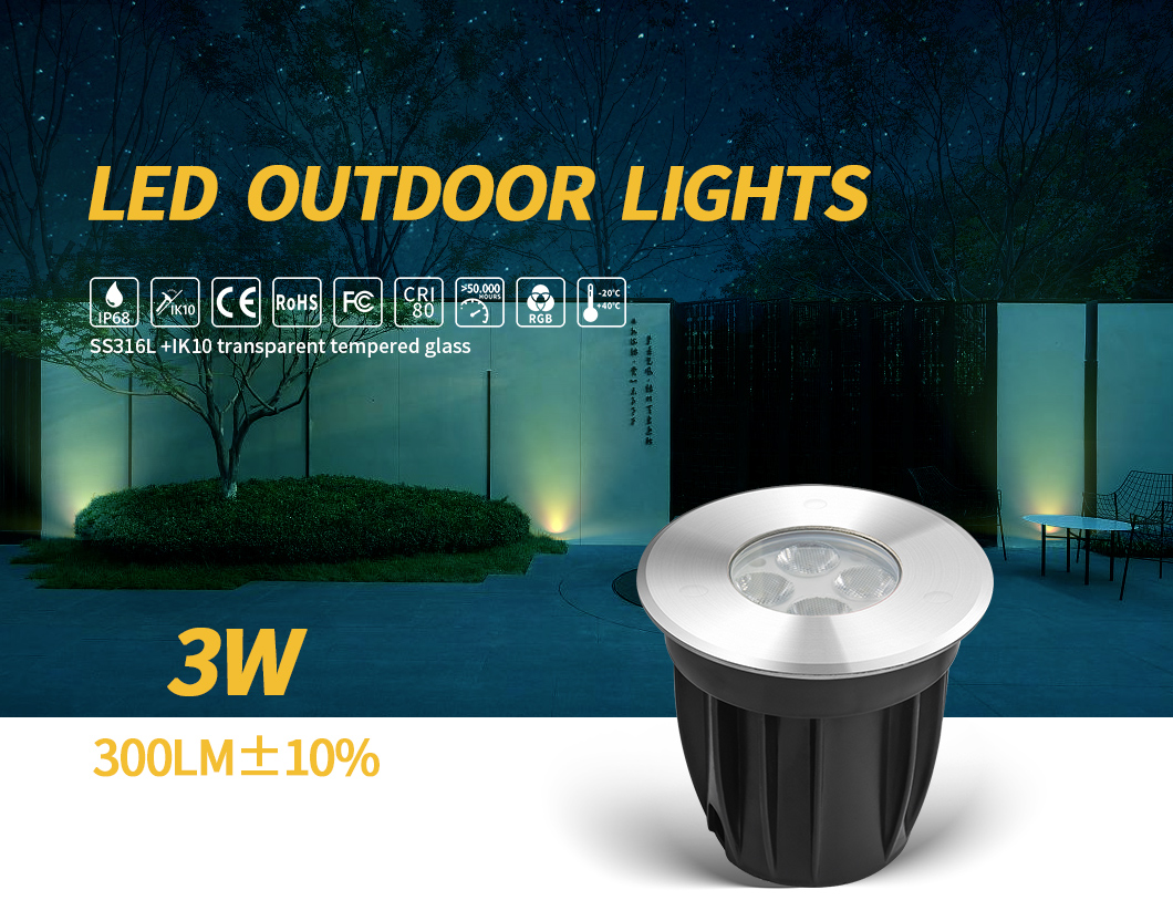 IK10 3W SS316L Inground Pool Led Lights AC100-240V 6500K CE ROHS