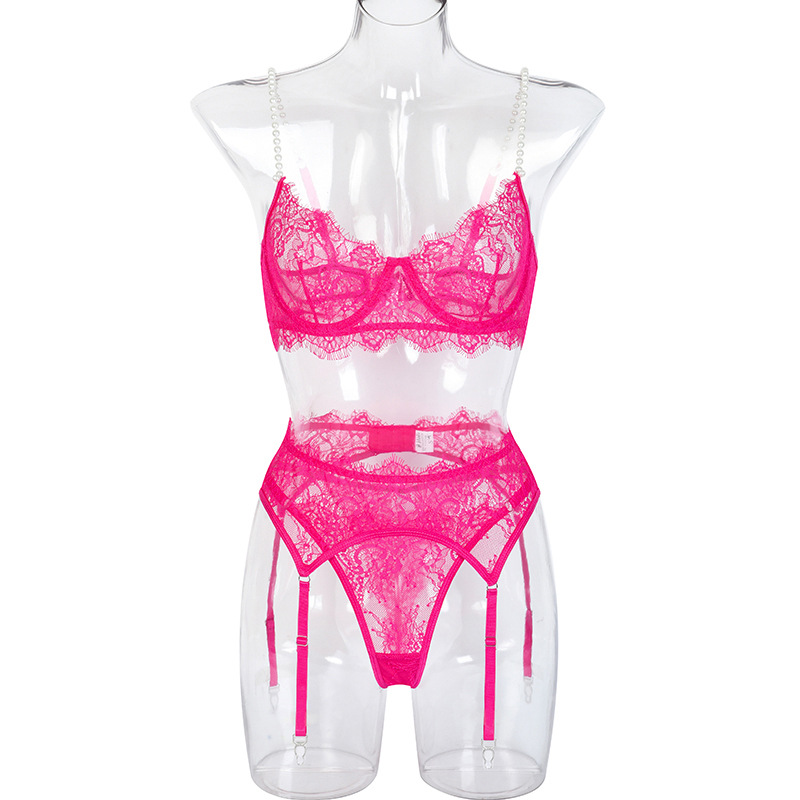 Luxury Lace Sexy Push Up Bra Underwear Lingerie Sets With Pearl Women Sexy Lingerie