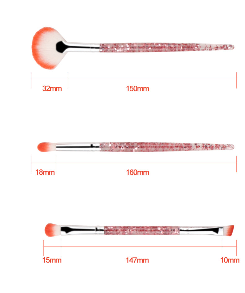 Fashion Cosmetic Makeup Brush Set 6 Pcs with star glitter inside the handle