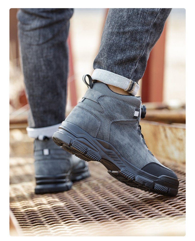 Kevlar Midsole Safety Boots For Security Work In Black Microfiber