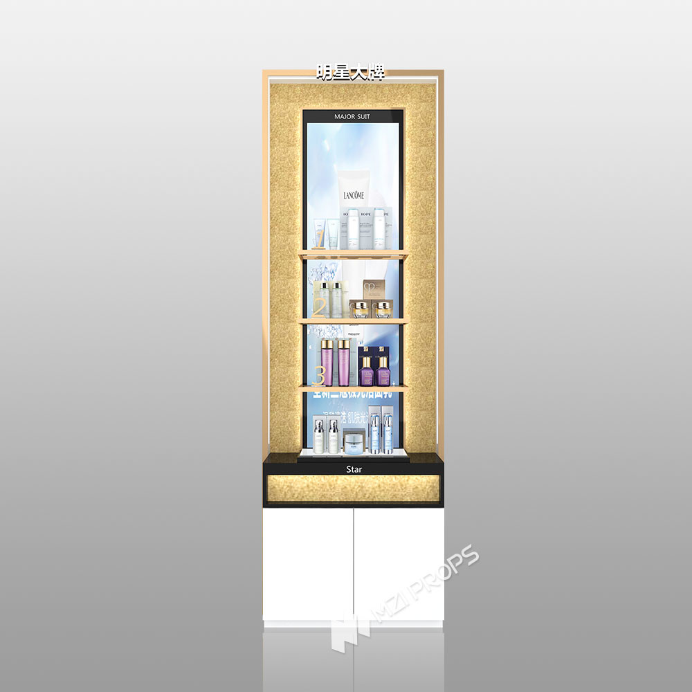 TJiS-B1 U-Shaped Titanium Edging Skincare Display Cabinet with 40mm Softbox