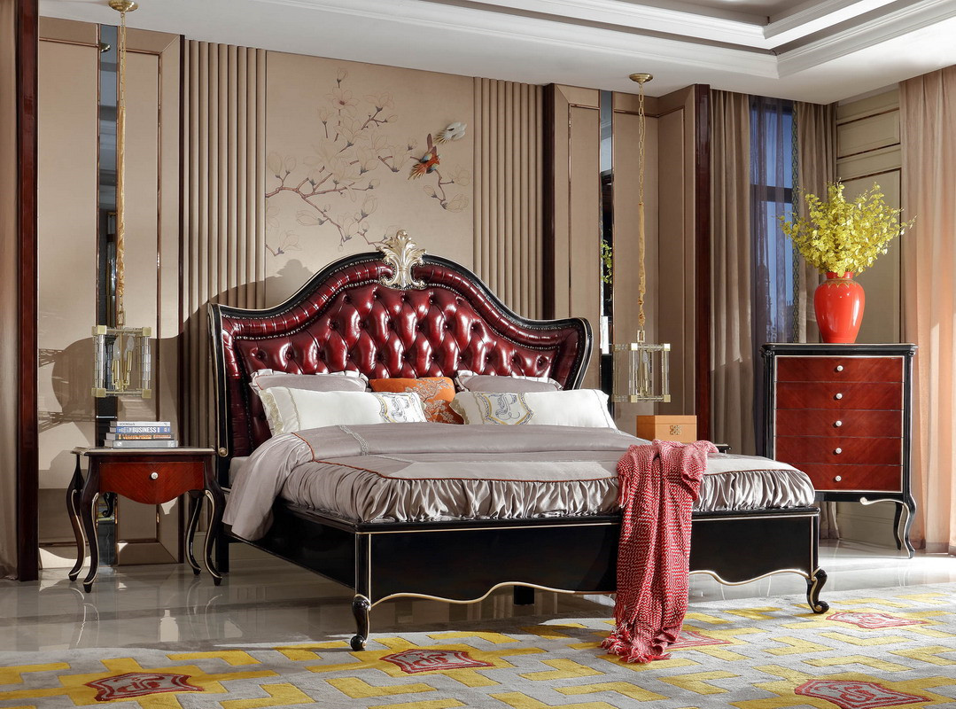 Luxury house of Villa Bedroom furniture Dresser with Mirror stand in Beech wood carving