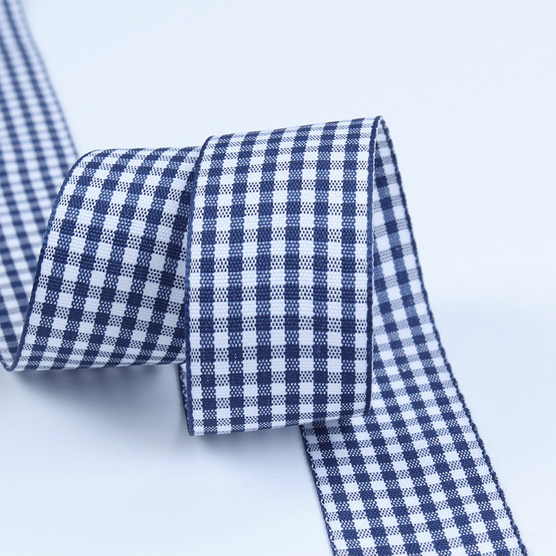 2.5cm Polyester Plaid Ribbon for Gift Packing and Chocolate Box Ribbon Bow Decoration
