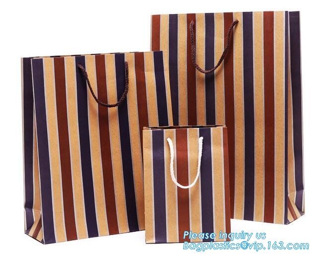Custom Printed Accept Wholesale Stock White Brown Kraft Paper Shopping Bag With Handle No Minimum, carrier handle bags