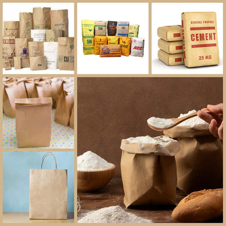  MF Semi Extensible Sack Kraft paper Brown Unbleached Color 80gsm