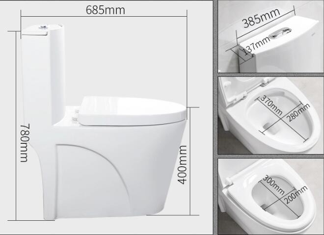 300mm 400mm Roughing In Siphonic One Piece Toilet Sanitary Ware WC