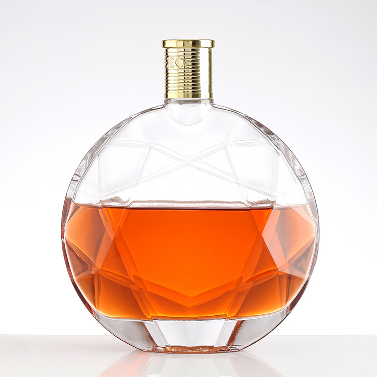 Collar Material Aluminum Plastic PP 500ml Custom Top Grade Glass Bottle for Vodka Whisky