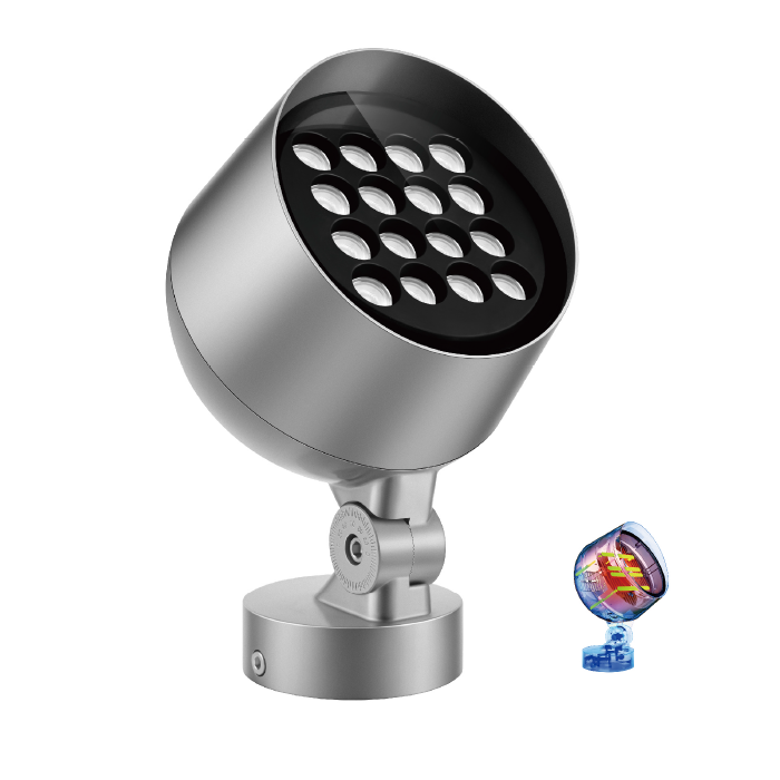 floodlight with round base for surface mounted