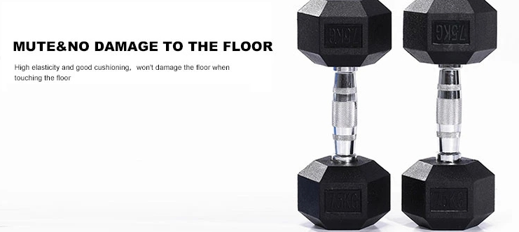 Wholesale High Quality Home Gym Fitness Equipment Hex Rubber Cover Dumbbell