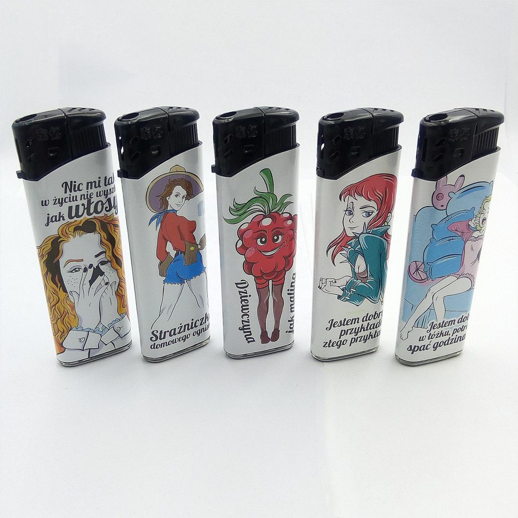 Colorful High Quality EUR Standard Plastic Electric Lighter with Custom Pattern-Fruits