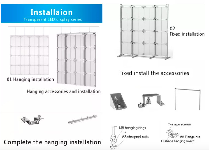 IP43 / IP65 Transparent Led Display Screen Soft Film P2.9-5.2 p3.9-8.9