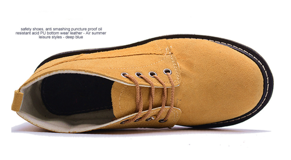 High Top Martin Boots With Tire Bottom Anti-Smashing Steel Toed Suede Leather Welding Safety